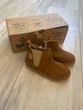 NWT Cienta 1052065.21 Tan Brown Suede Leather Zipper Round Toe Boot toddler 7.5